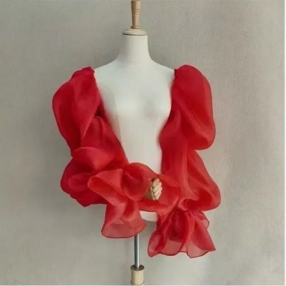 Winter Clothing Ladies - Elegant Puffy Wedding Arm Sleeves Ruffled