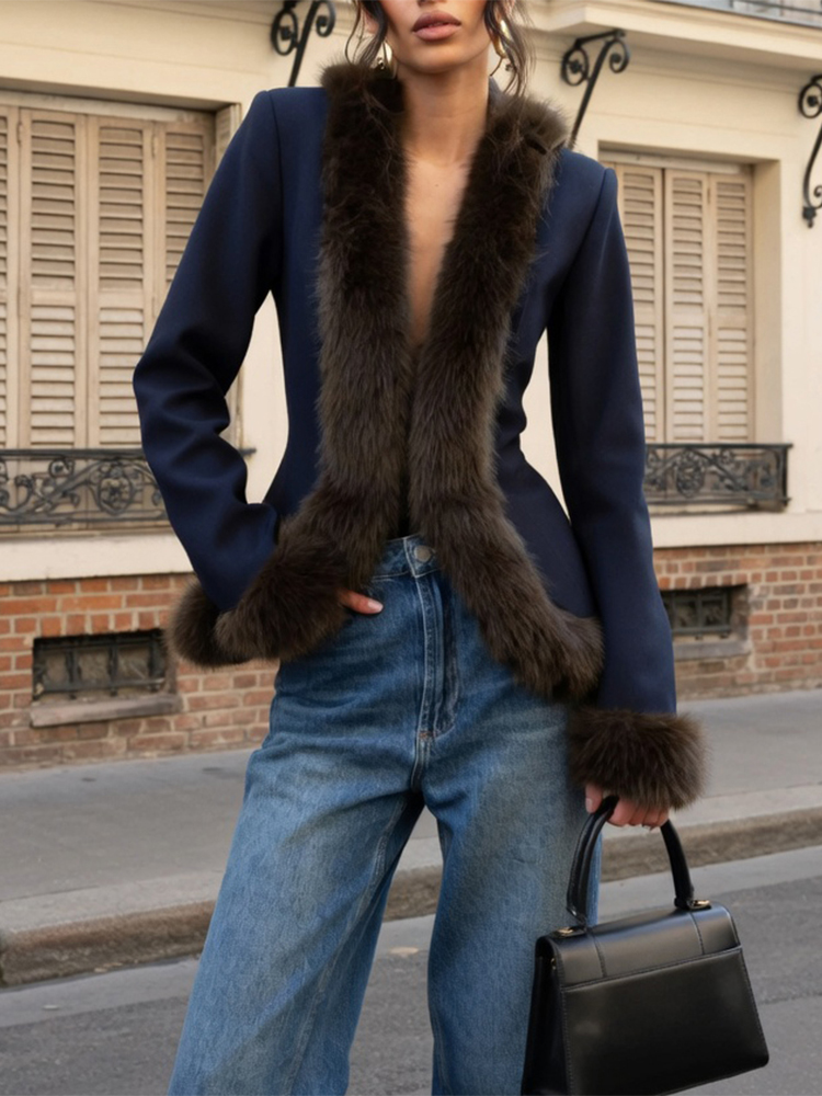 Winter Clothing Gear - Women's Fur Patchwork Skirt Suit Retro